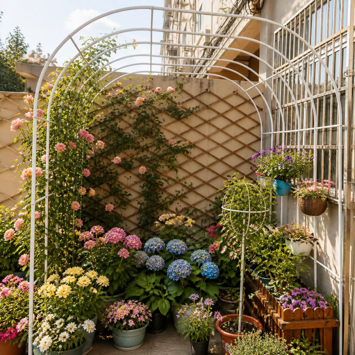 Garden Arch, Rose Arch, Flower Arch, Iron-made, Dark Green, Rust-resistant, Garden, Entrance, Gate, For Climbing Plants
