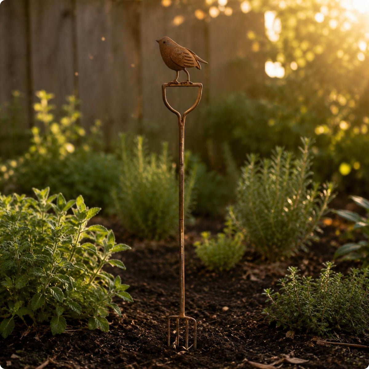 Weathered Metal Animal Stake Rust Finish Iron Animal Garden Insert Easy to Install Weathered Bird Garden Stake