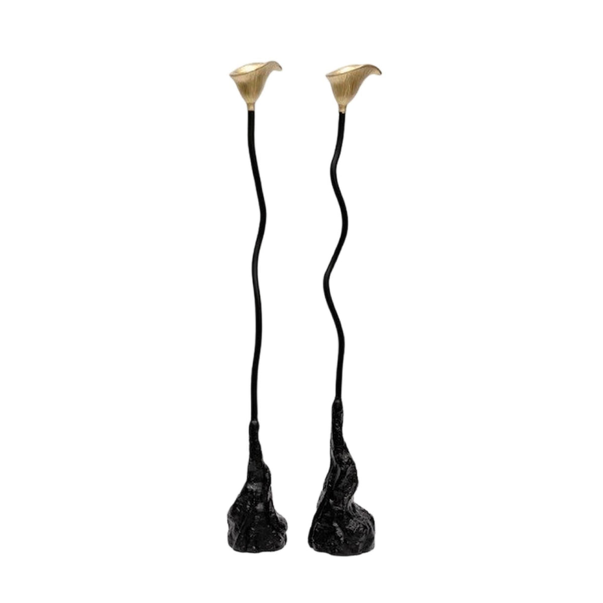 2 Pieces Candlestick Holder with Wavy Stem Elegant Candle Centerpiece Sleek