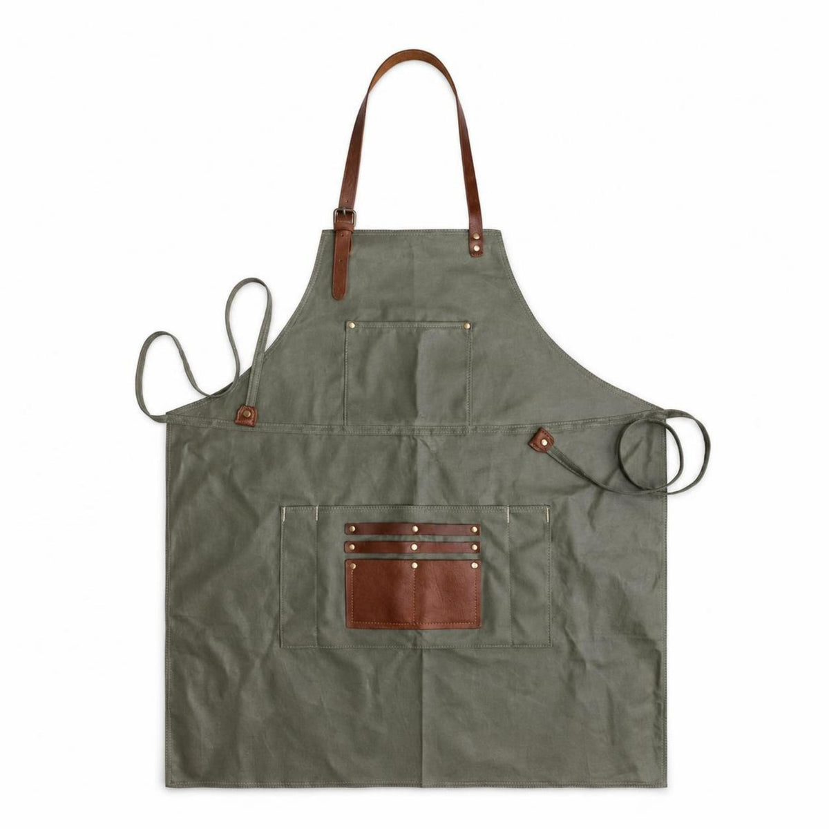 Bib Apron with Straps Reinforced Kitchen Cooking Apron with Pockets Heavyweight for Barbers, Workshop, Cafe, Grilling