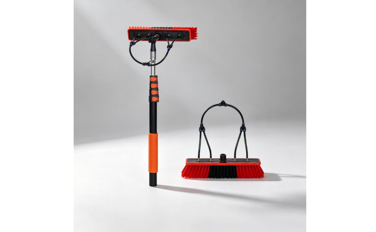 High-Reach Solar Panel Cleaning Brush Extendable Telescopic Cleaning Brush Telescoping Water-Fed Washing Kit Adjustable for Cleaners, Window Panes, Roofs