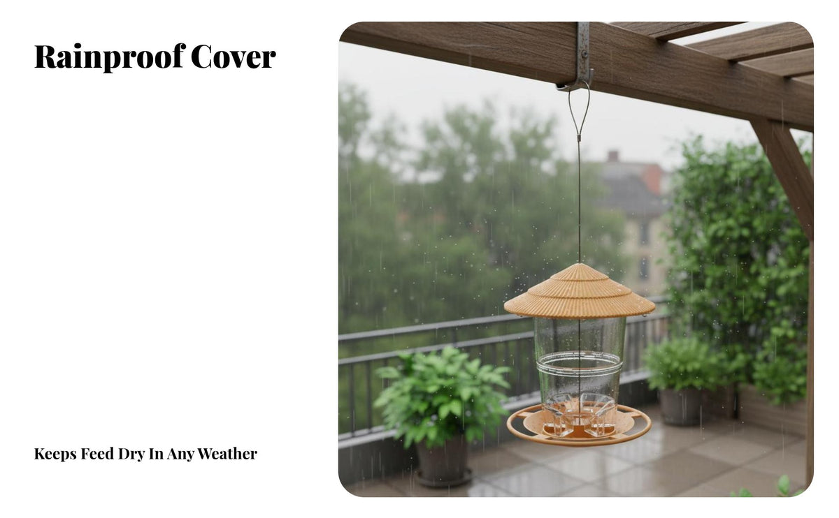 Foldable Avian Feeder Ready to Hang Hanging Avian Feeder Garden Accessory Weather Resistant 360-Degree Perch for Balcony