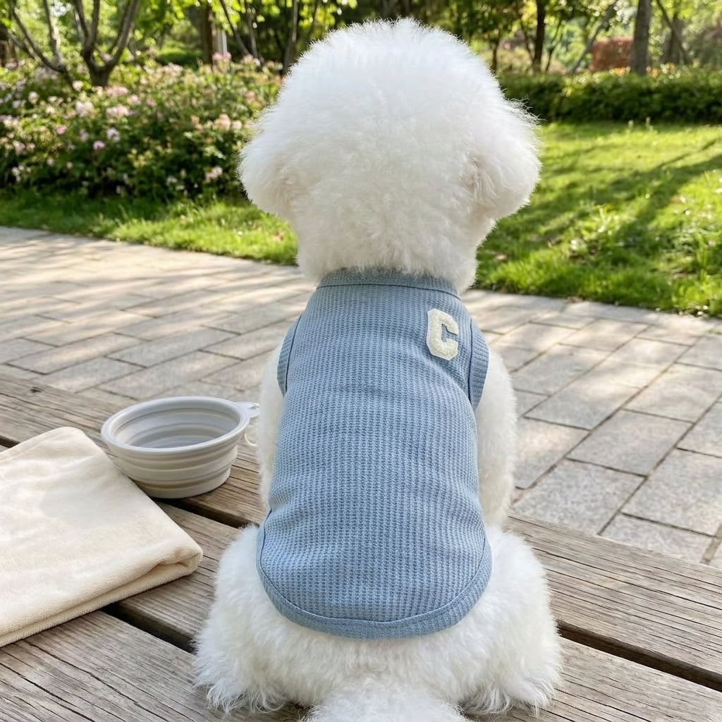 Short Vest Dog Tank Top for Small Dog Clothes, Solid Color Ribbed Polyester Puppy Clothes, Korean Style Summer and Spring Garments for Pets