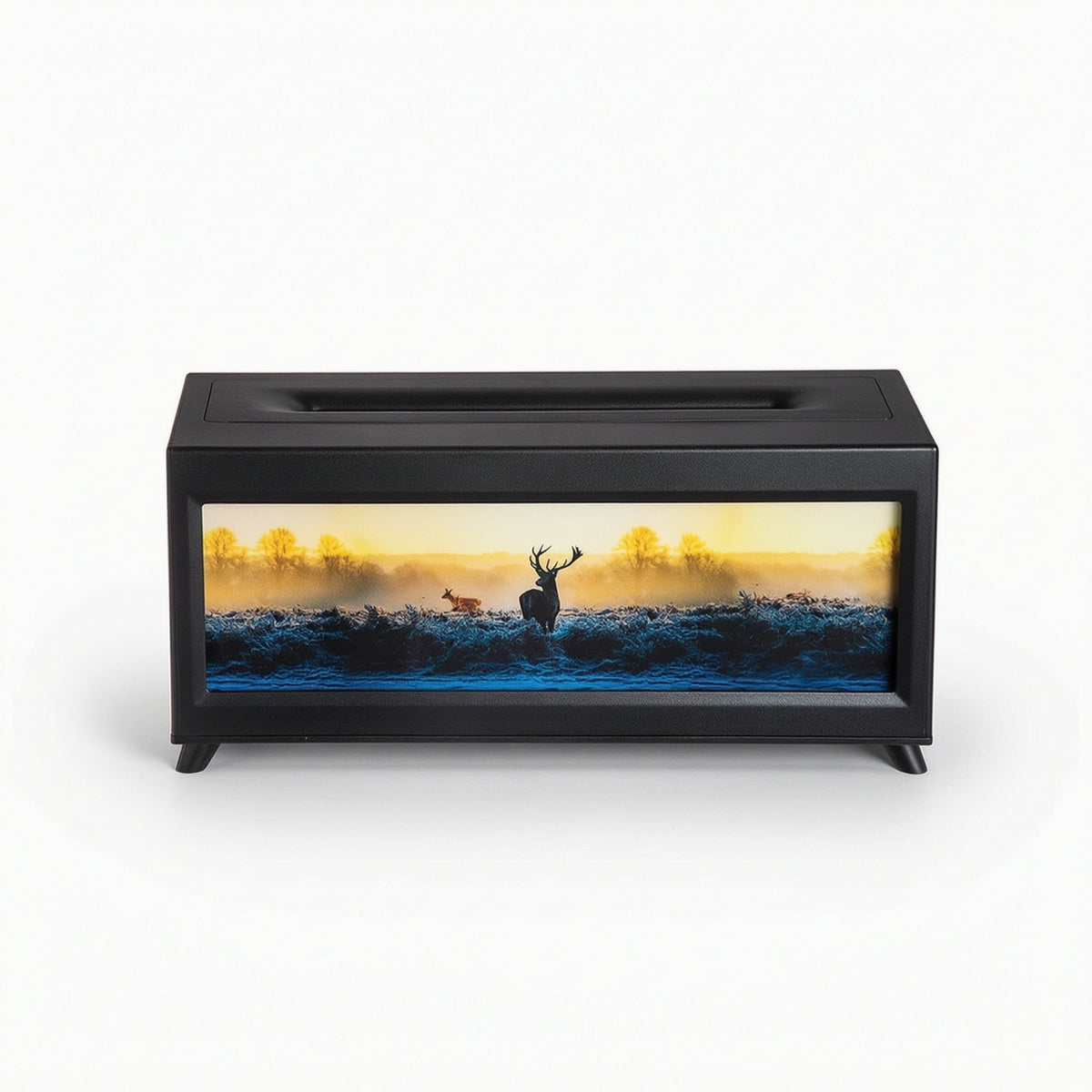 Acrylic Disperser with Picture Panel Flame-Effect Aroma Disperser with Night Light Tabletop Humidifier with Light Decorative
