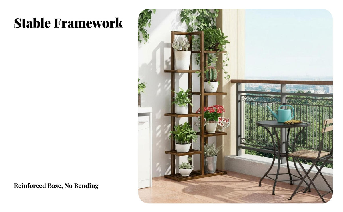 European design Multi-Tier A-Frame Stand Floor-Standing Plant Rack Space-Saving Flower Shelf Stable Base for Gardeners, Homeowners, Apartment Dwellers, Living Room, Balcony, Bedroom, Corner Spaces