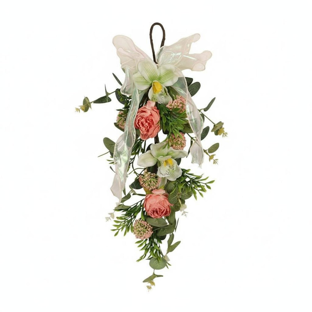 Artificial Flower Swag Realistic Look Hanging Floral Arrangement door Artificial Flower Teardrop Swag for Farmhouse