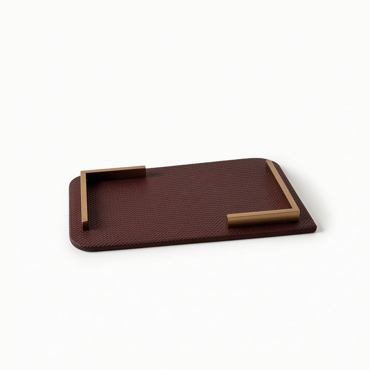 Leather Tray with Corner Rails Minimalist Leather Catchall Tray Multipurpose Desktop Storage Organizer for Console Table