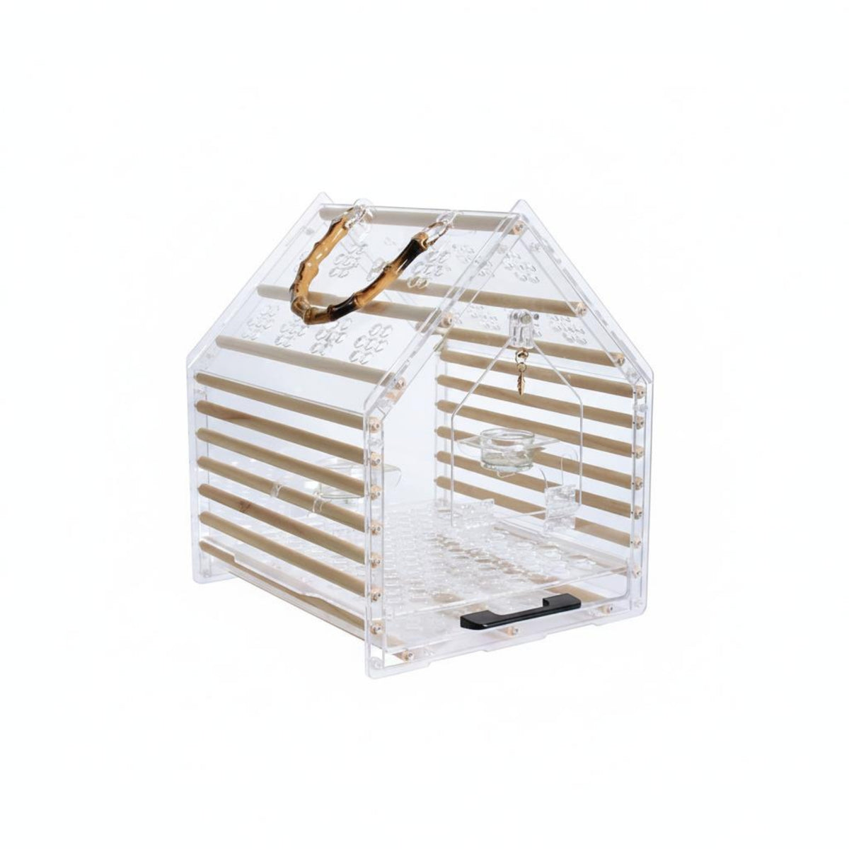 Bird Travel Enclosure Wood Slats Pet Gear Front Entry