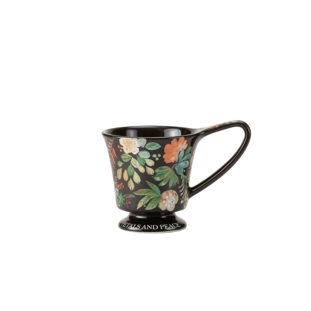 Footed Cup Floral Ceramic Mug Glossy for Breakfast, Tea Lovers