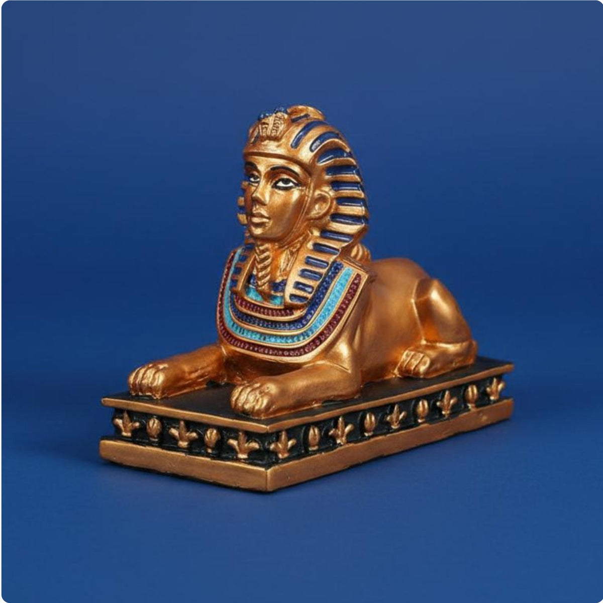 Pharaoh Ancient Lion Figure Figurine Hand-Painted Look Pharaonic Ancient Lion Figure Statue Detailed Craftsmanship Pharaonic Resin Sculpture
