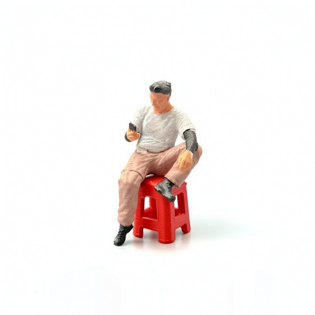 Seated Figure with Stool Painted Figurine Mini for Hobbyists