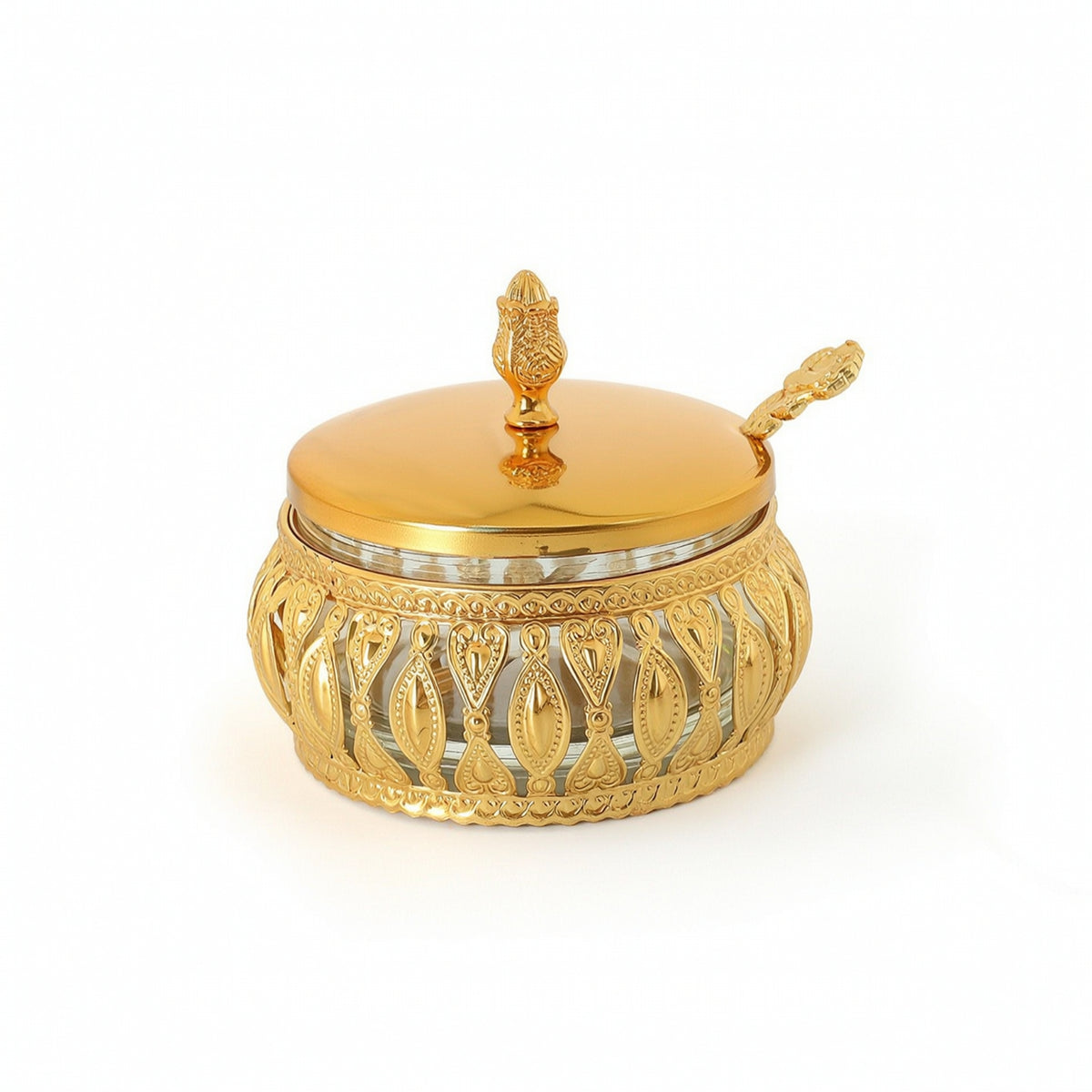 Glass Jar with Spoon Decorative Sugar Bowl with Lid Gleaming for Home Cooks