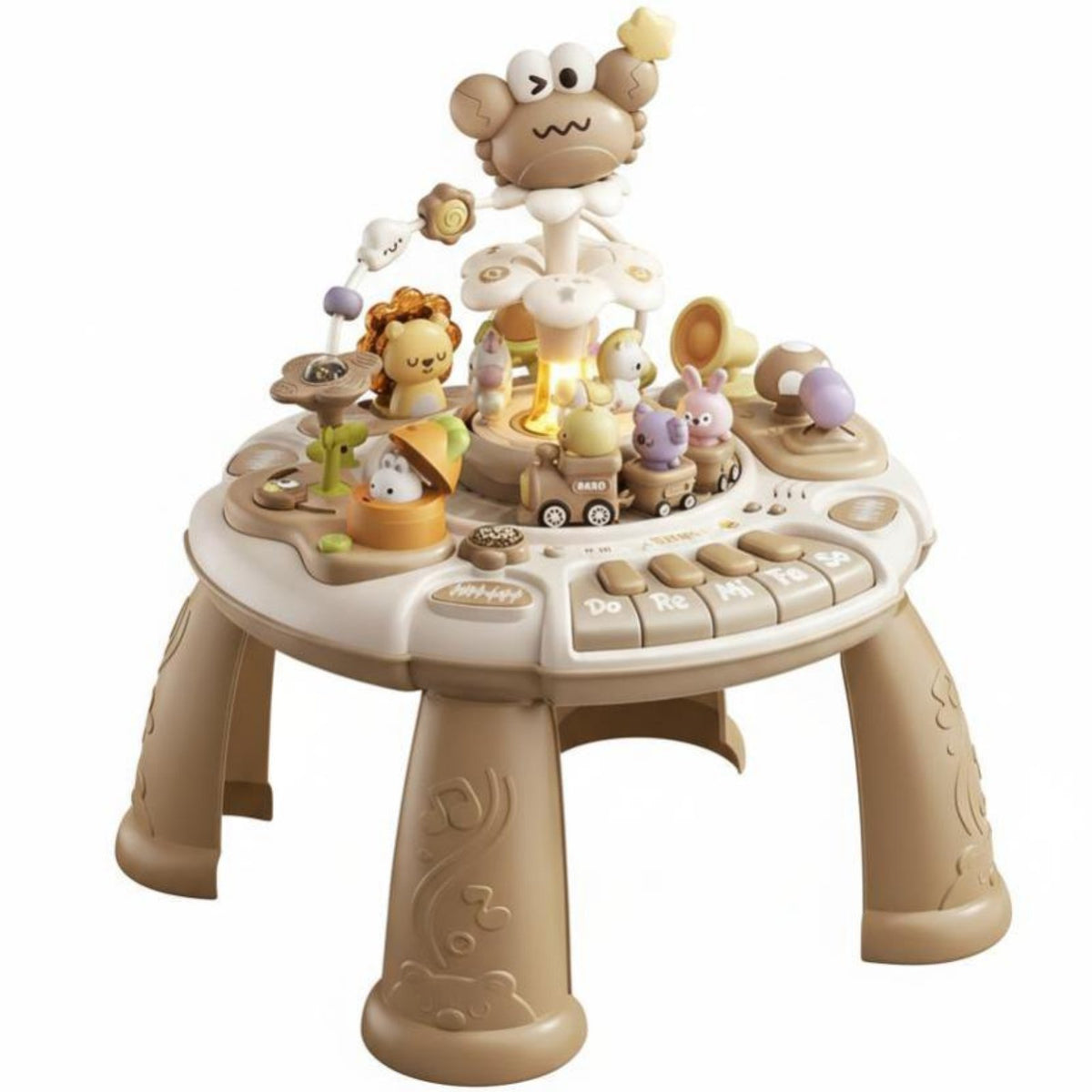 Multi-Functional Toddler Music Desk Parent-Child Interaction 2-in-1 Musical Learning Station With Lights Infant Toy Adjustable Volume for Babies 6-18 Months, Infants, Toddlers, Playroom, Nursery, Living Room, Home