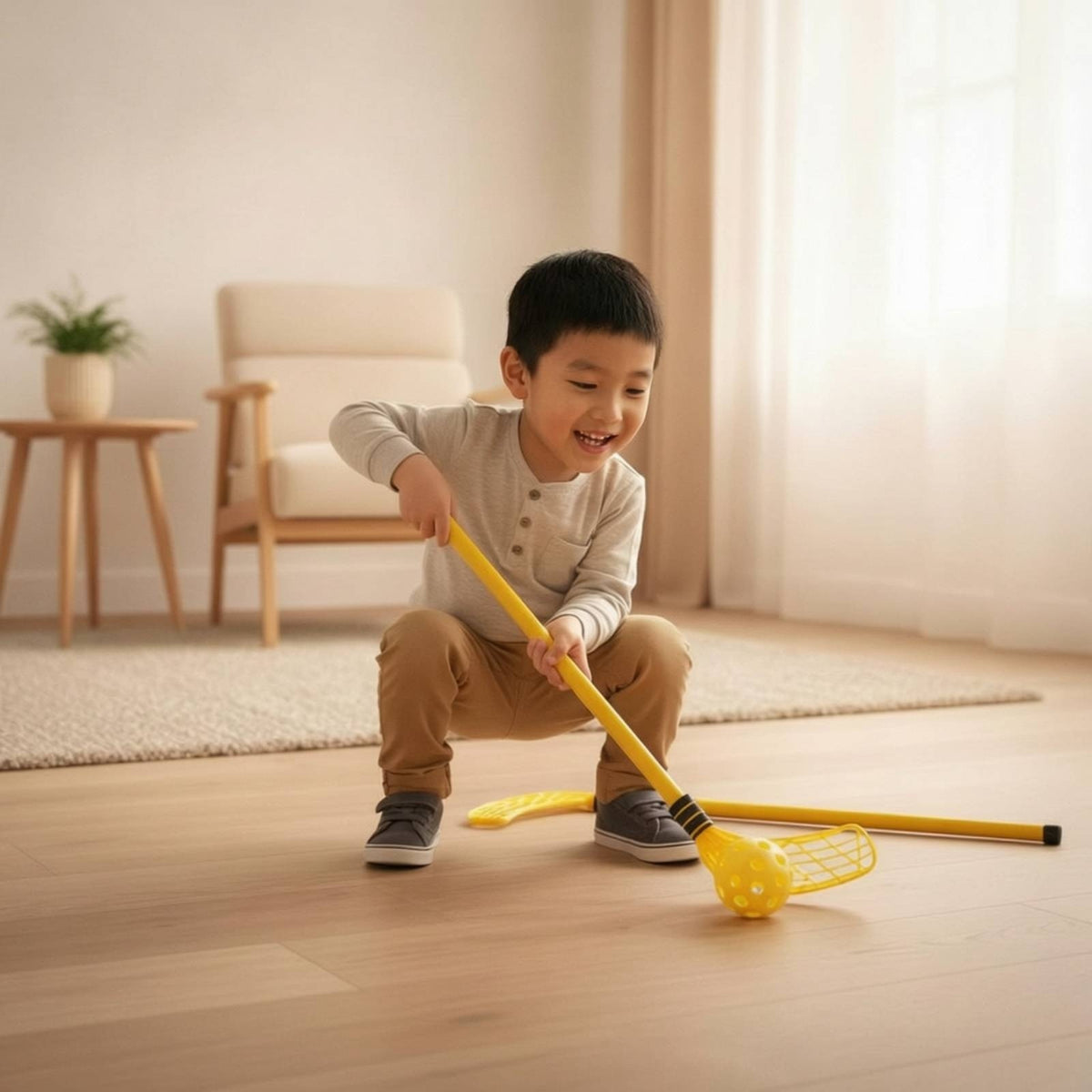 Child-Safe Kids Hockey Stick and Ball Set Lightweight Hockey Sticks and Ball Set Outdoor Toy Portable for Kindergarten