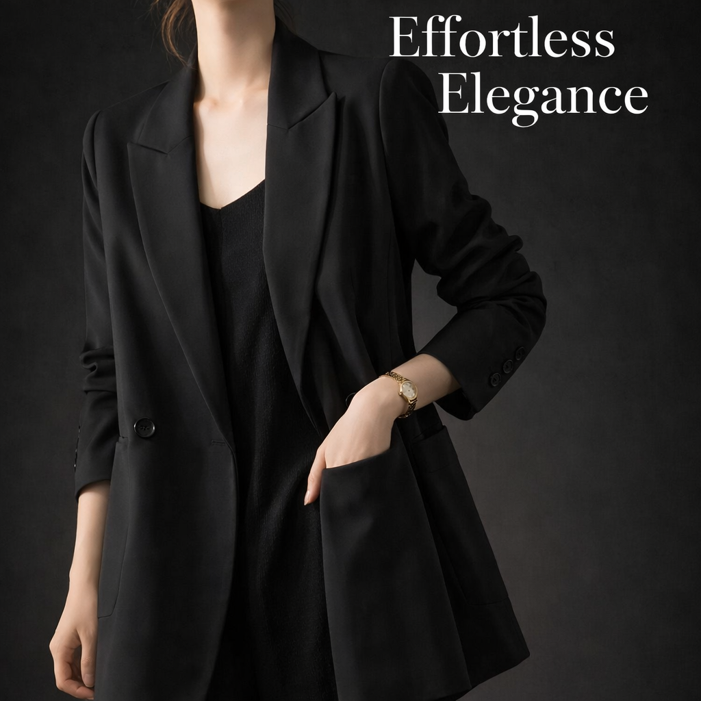 Shoulder Pads Ladies Blazers with Double Breasted Design for Office Wear, Plus Size Womens Long Sleeve Jacket, Business Casual Mid Length