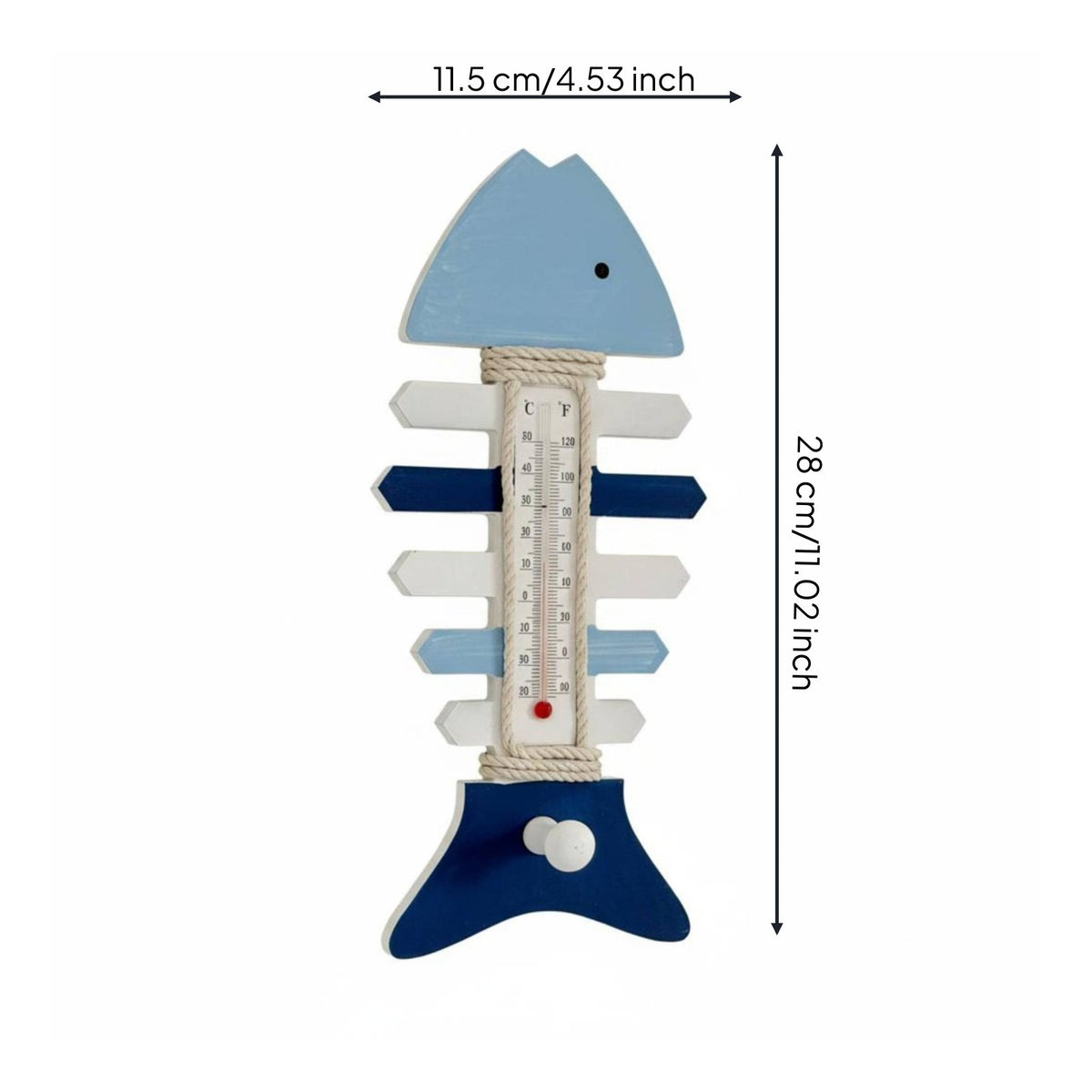Wooden Marine Skeleton Thermometer Vintage Look Coastal Wall Decor Handmade