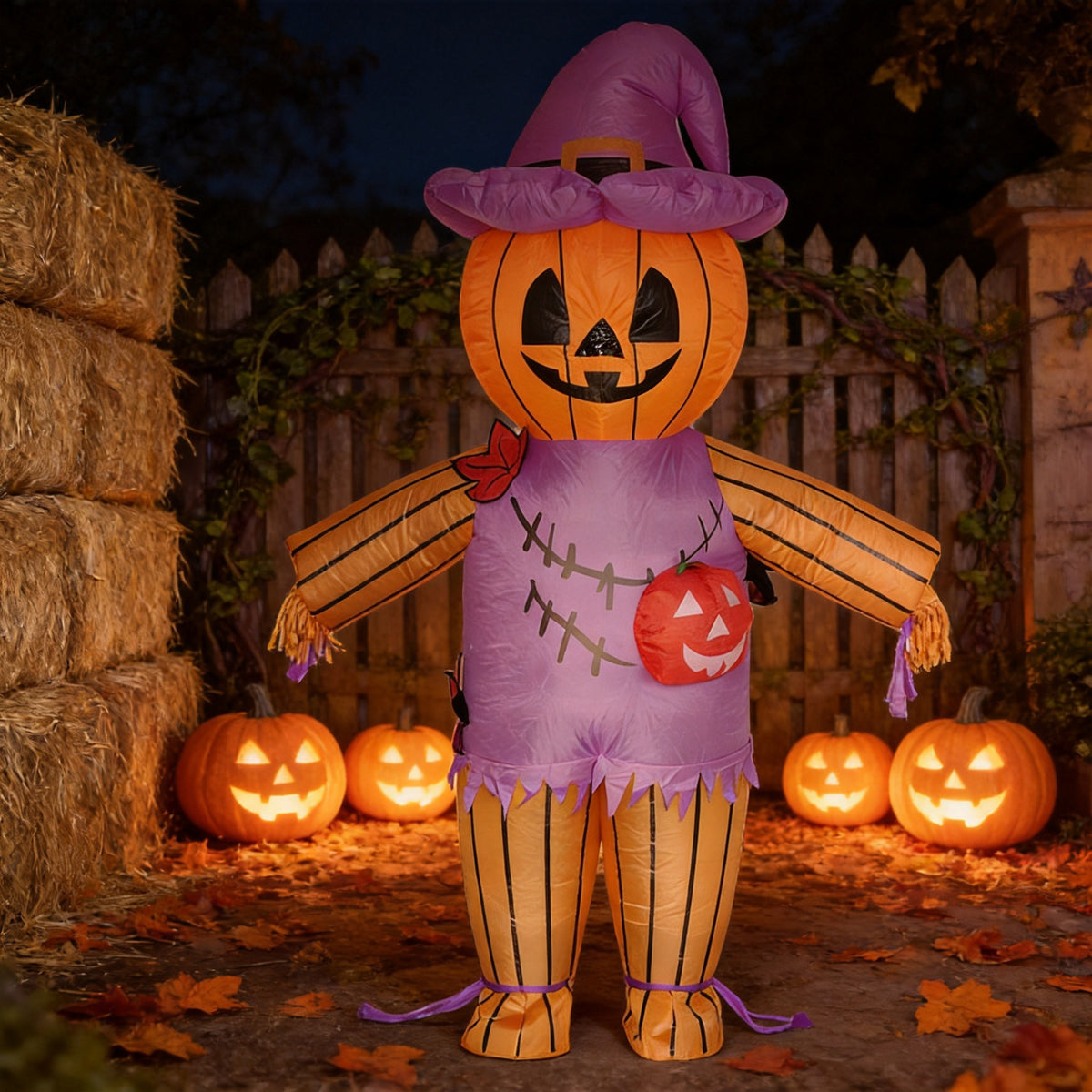 Halloween Inflatable Pumpkin Scarecrow Prop for Yard Party Decoration