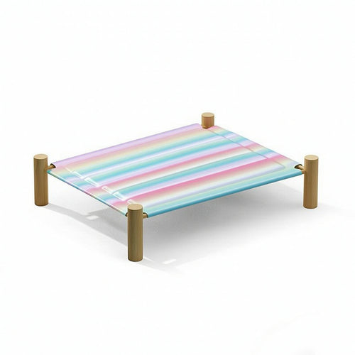 Elevated Pet Lounger with Wooden Frame Portable Elevated Pet Comfortable Bed Suspended for Cats, Dogs