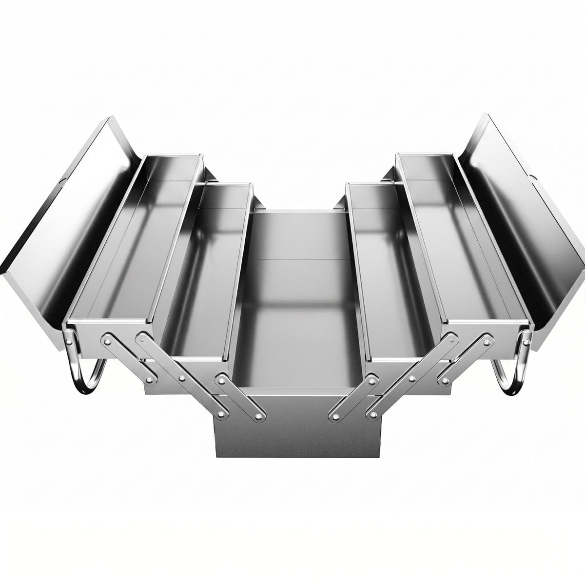 Three-Layer Tool Box Silver Finish Stainless Steel Tool Box Rust Resistant