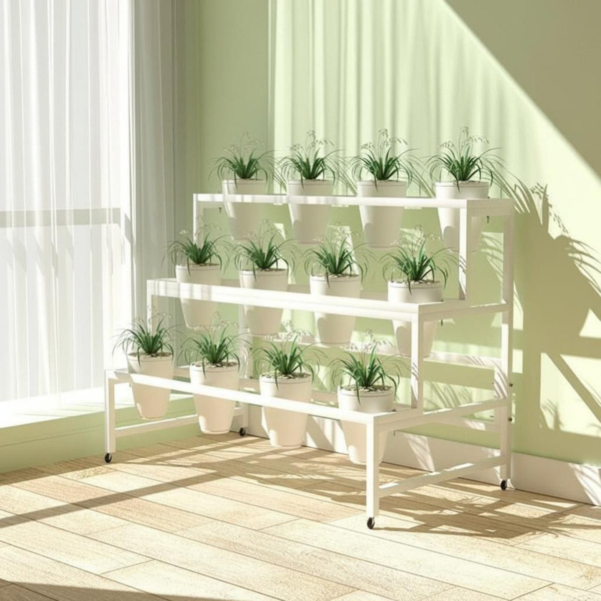 Multi-Tier Plant Stand Floor-Standing Multi-Level Planter Stand Space-Saving Stable frame for Gardeners, Homeowners, Balcony