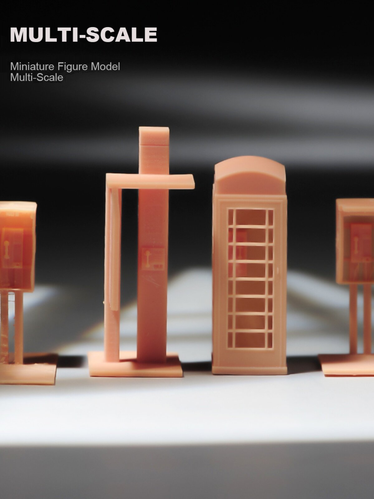 1/87/64/43 Street Telephone Booth Miniature Scene Figure Photography White Model