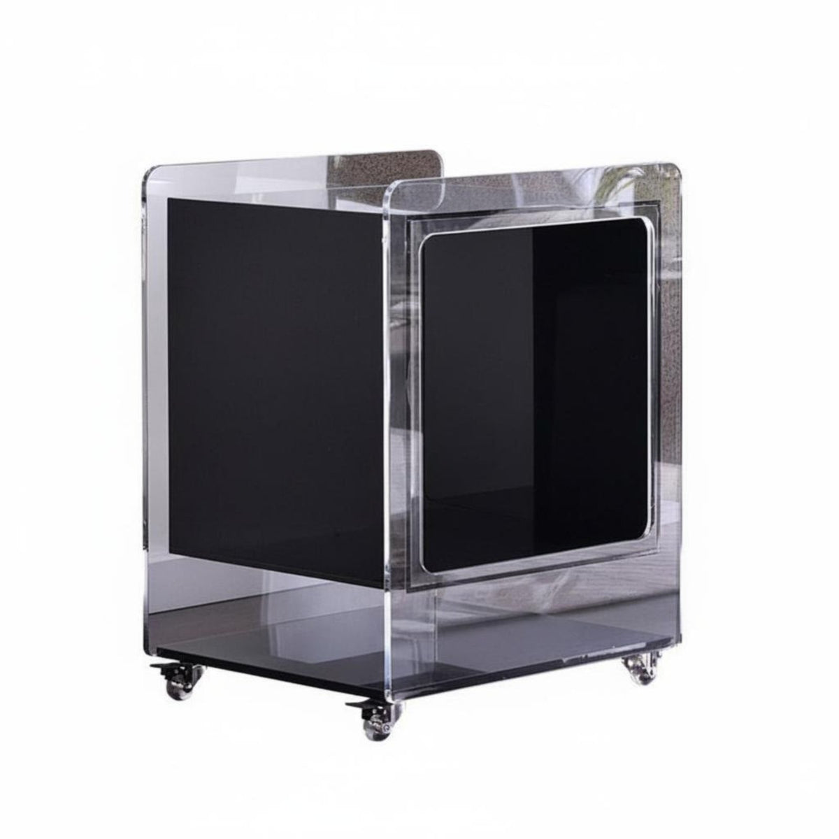 2-Tier Rolling Stand Transparent Look 2-Tier Rolling Shelf Multi-Functional