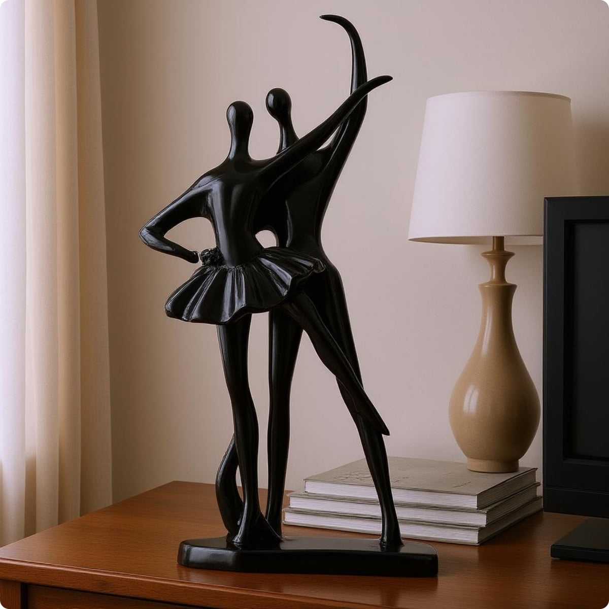 Ballet Dancer Figurine Rectangular Base Ballet Sculpture Dynamic Pose