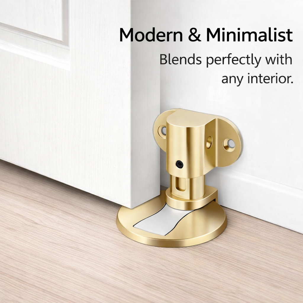 Silent Zinc Alloy Floor Mounted Door Stopper, Adjustable Catch for Bedroom, Anti-Collision Holder for Homeowners, Antique Bronze Finish