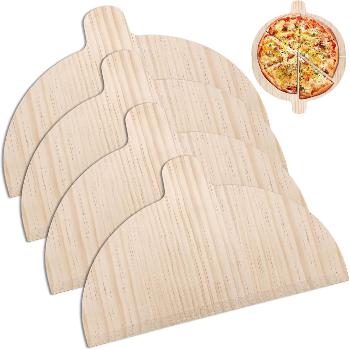 4-Pack Wooden Pizza Peel for Pizza Oven