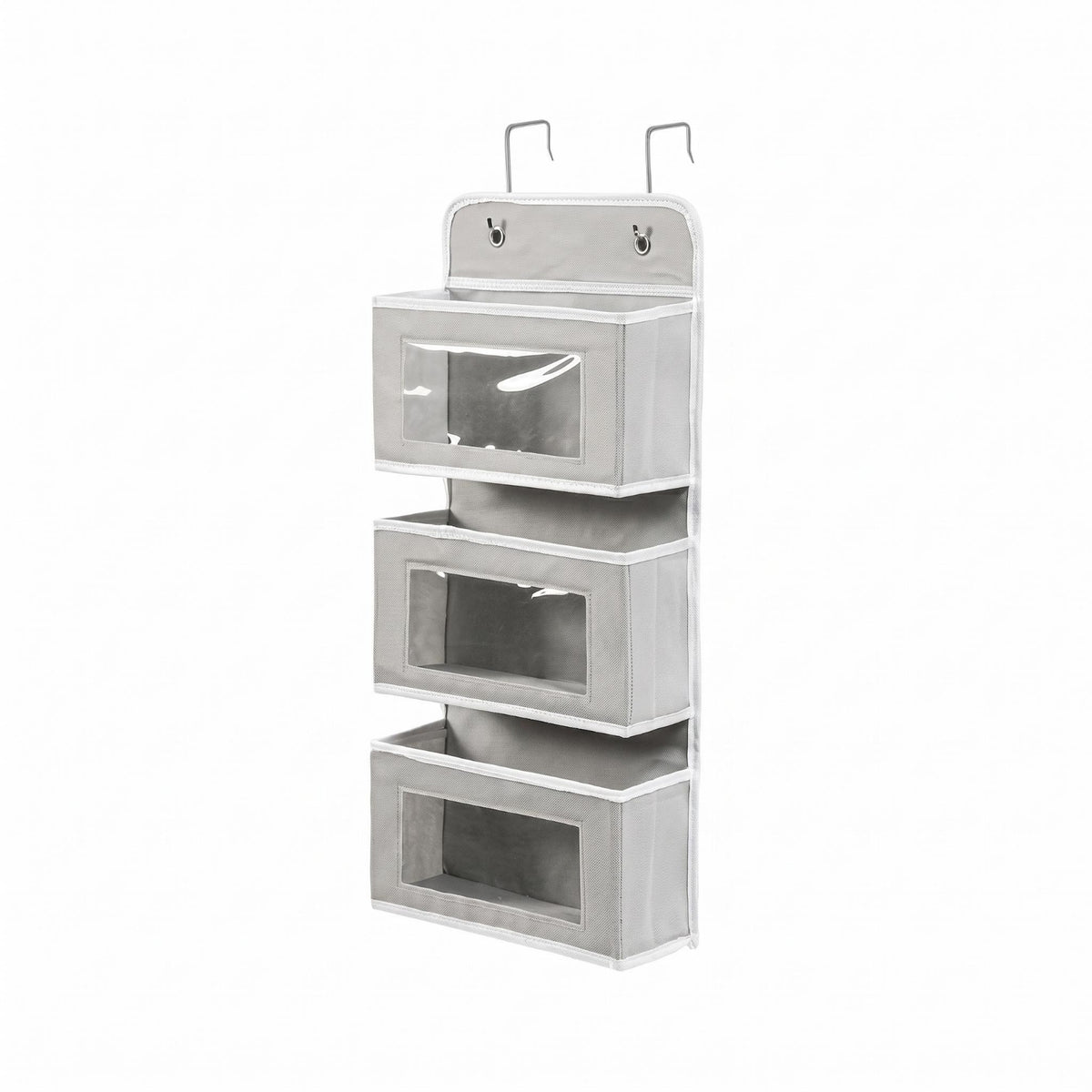 Over Door Pocket Organizer Metal Hooks Clear Window Storage Bag Textile