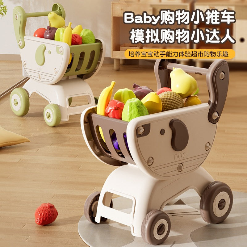 Kids Shopping Cart Toy with Simulated Fruits and Vegetables