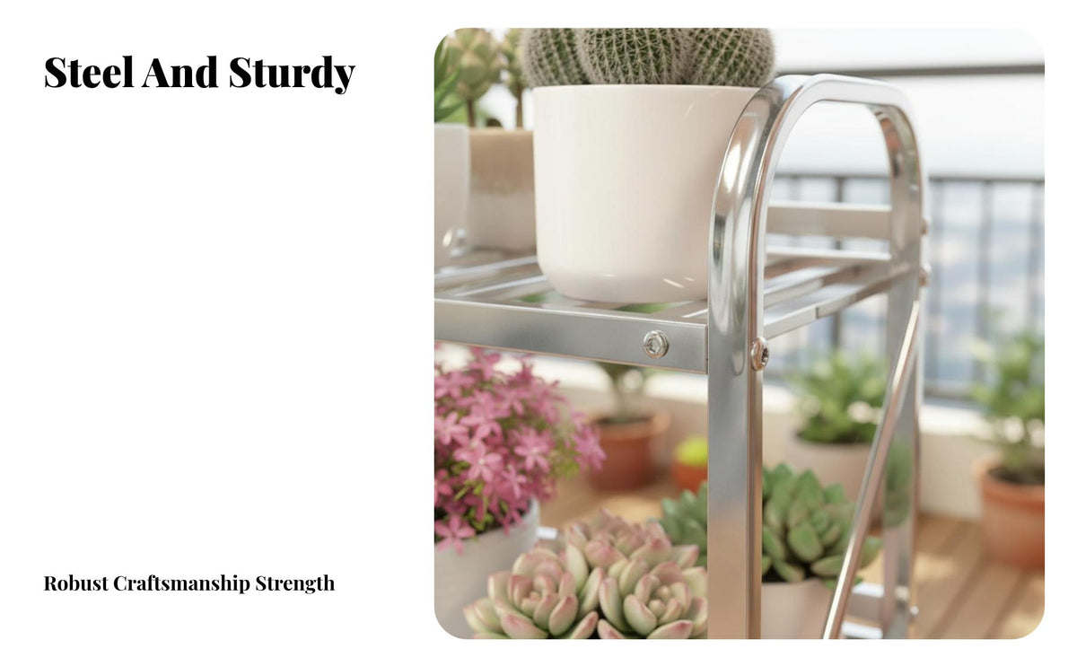 Indoor & Outdoor Use Multi-Level Plant Stand Modern Simple Design Multi-Tier Shelving Single-Level Freestanding Flower Rack Strong Load-Bearing for Gardeners, Home Decorators, Balcony, Garden, Living Room, Bedroom