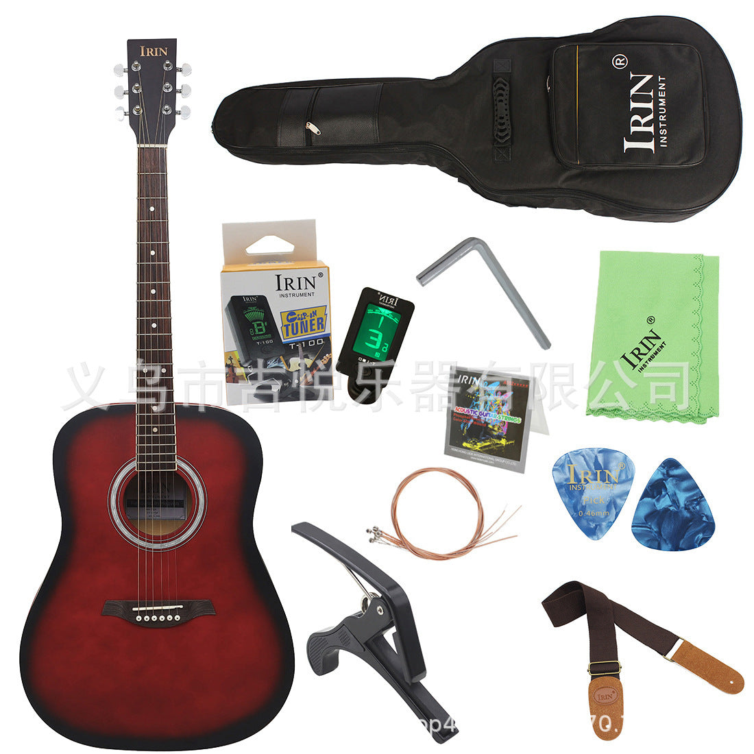 41-inch Folk Guitar for Students and Adults with Red Rounded Body