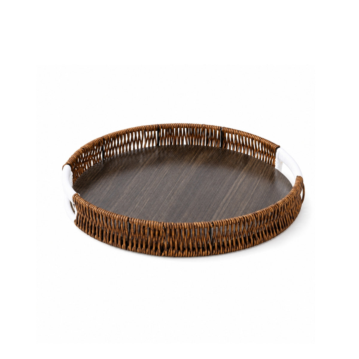 Round Serving Tray Decorative Tray with Handles Rustic for Coffee Table, Hosts