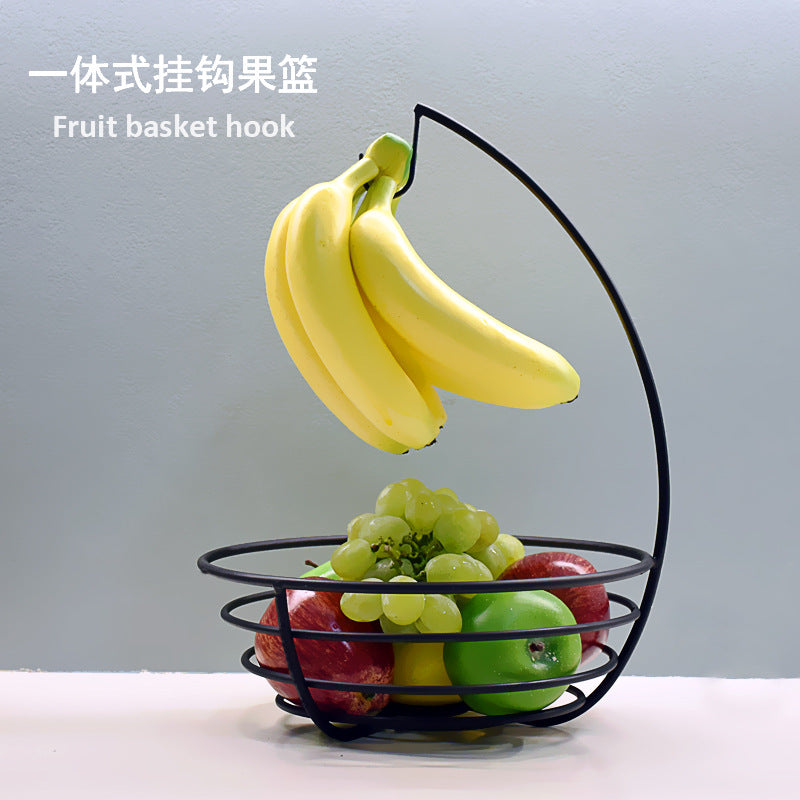 Fruit Bowl with Banana Hanger Hook, Modern Nordic Style Fruit Basket for Kitchen Countertop