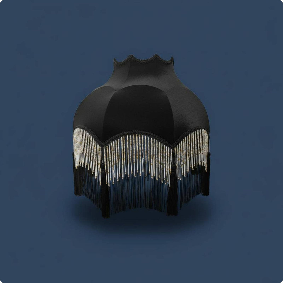 Black Velvet Lampshade Decorative Tassels Tassel Fringe Shade Soft Texture