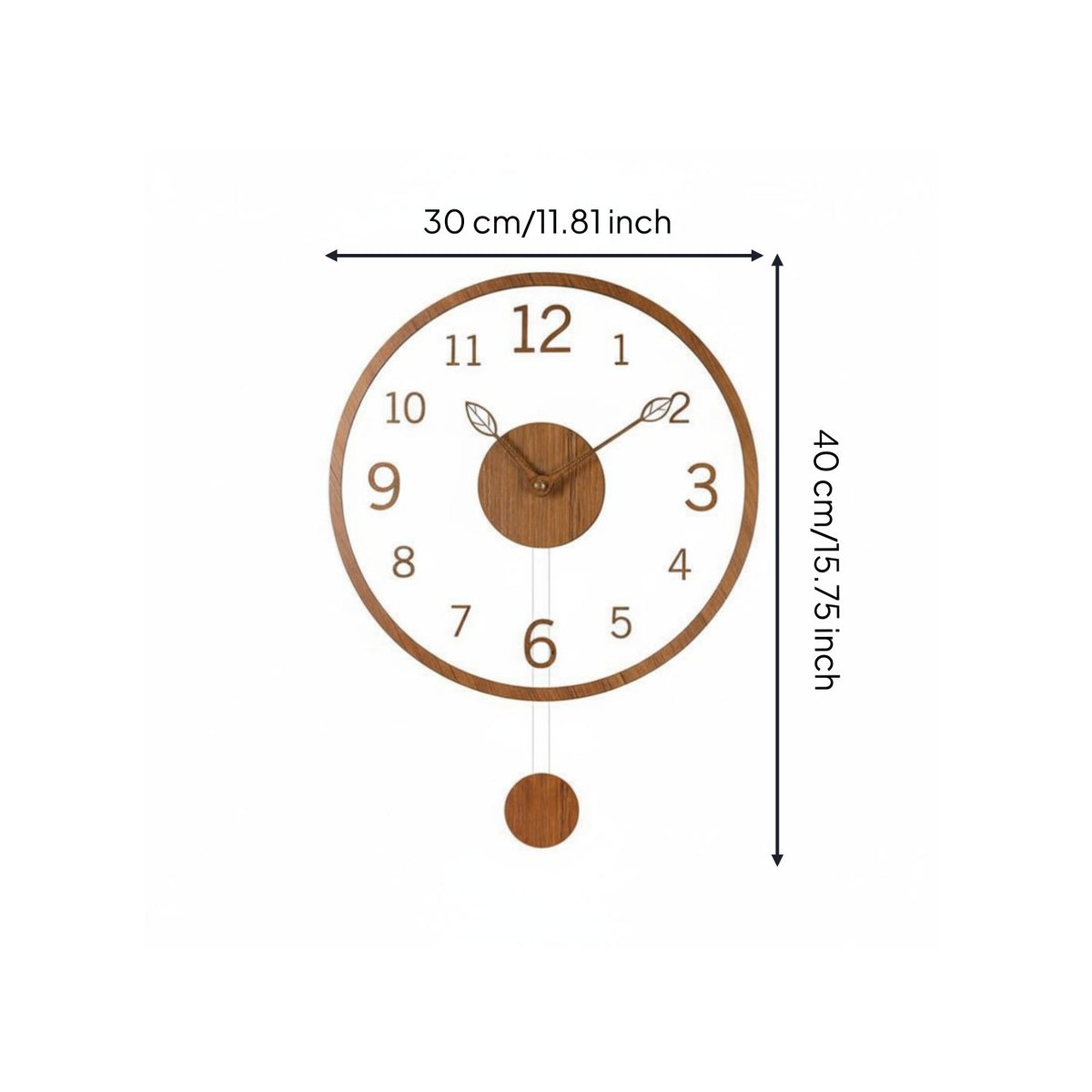 Pendulum Wall Clock Non-Ticking Swinging Wall Clock Easy to Read for Living Room