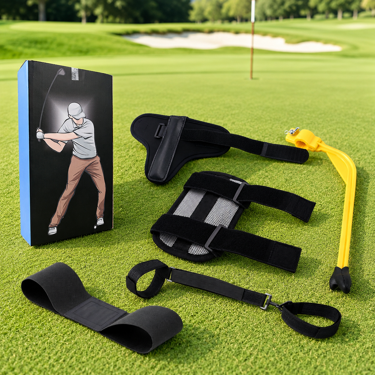 Golf Practice Set, 5-Piece Golf Practice Equipment for Posture Correction, Arm & Wrist Brace