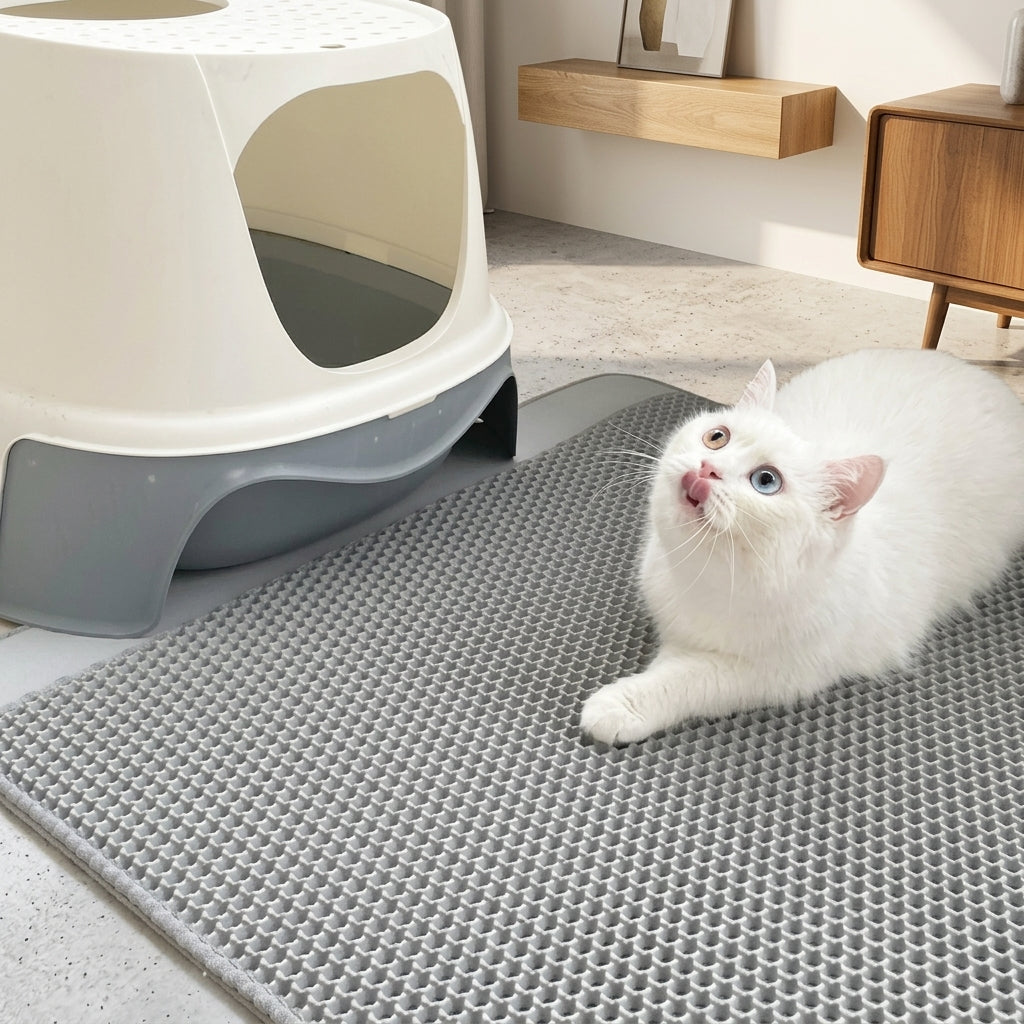 Large Cat Litter Mat with Honeycomb Structure, Washable Double Layer Design Made of EVA Material, Scatter Control Trapping for Every Cat Owner