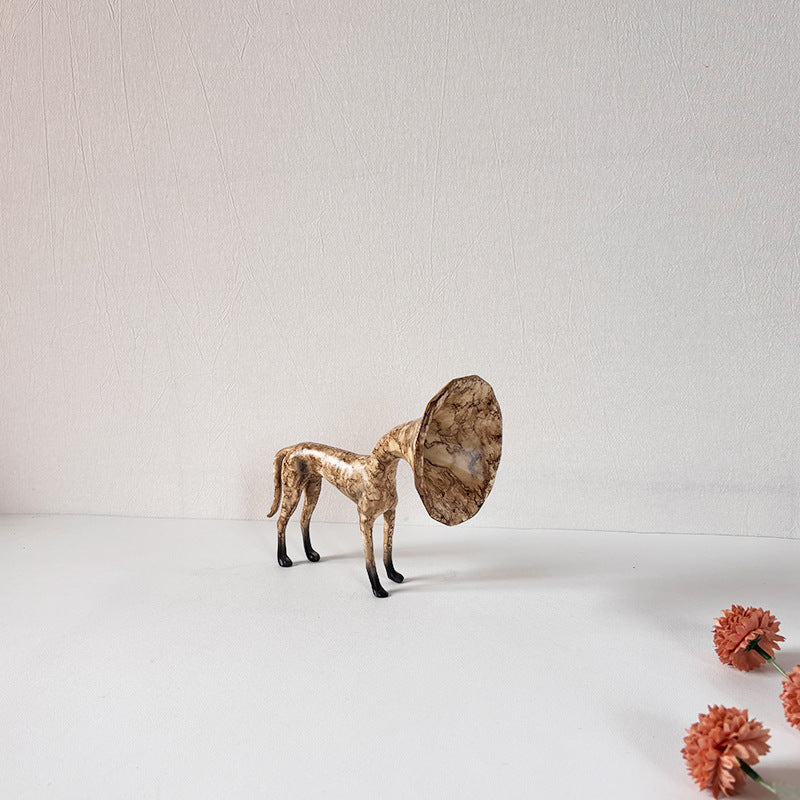 Abstract Luxury Trumpet Dog Figurine Sculpture for Home Decor