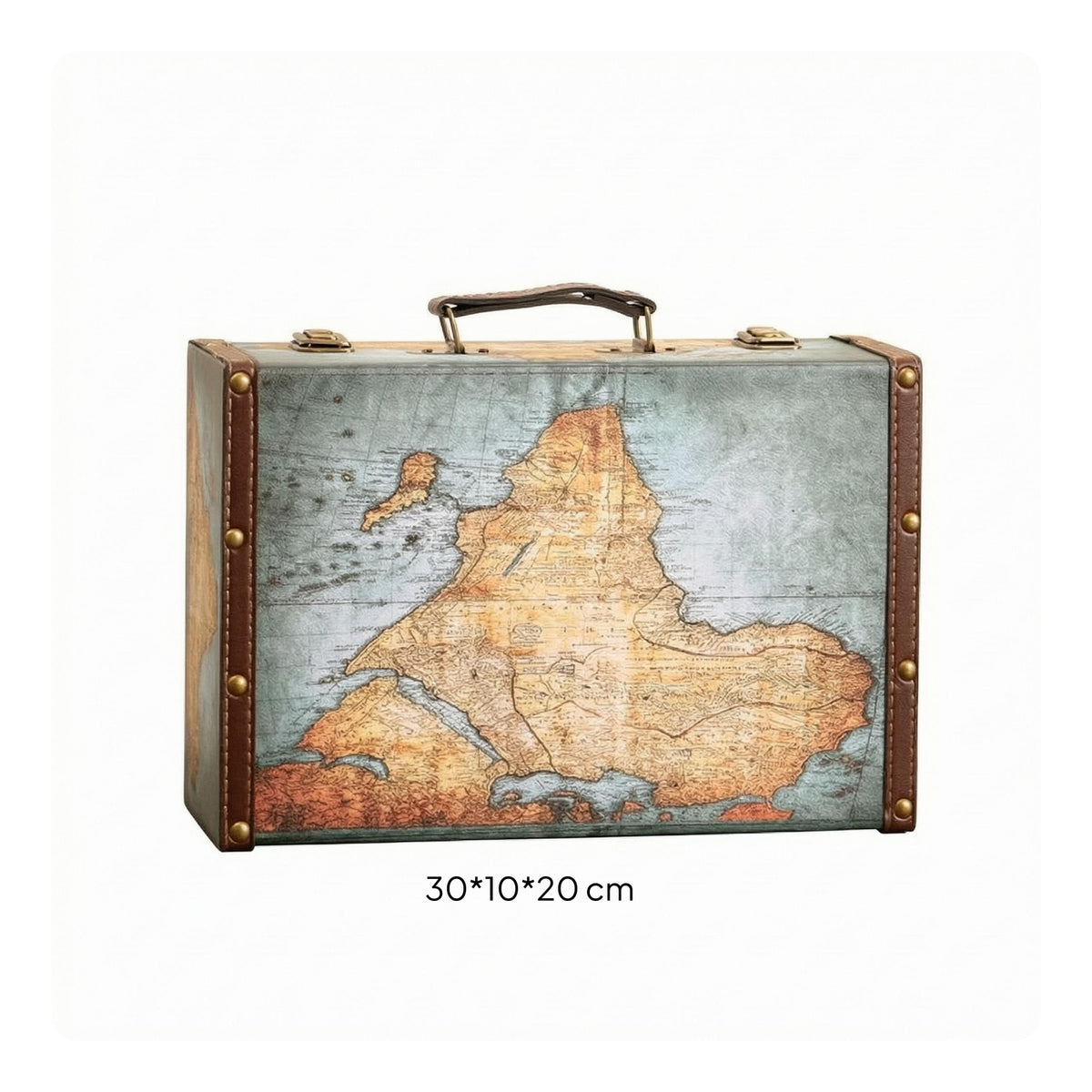 Vintage Suitcase Trunk Stitched Trim Storage Chest Decorative Straps