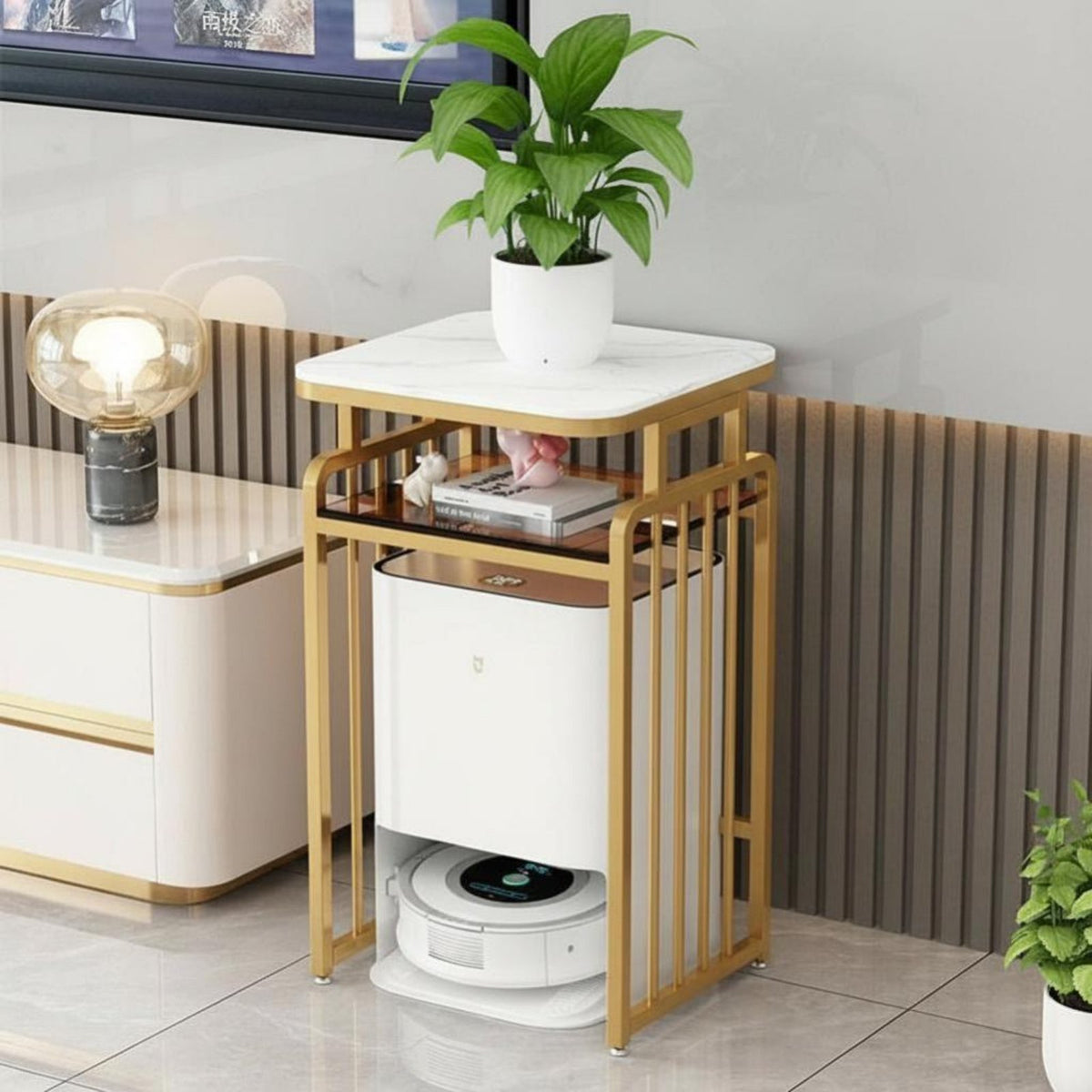 Robot Vacuum Stand Stable Frame Robot Vacuum Enclosure Easy Assembly for Bedroom