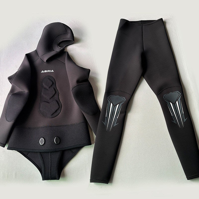 5mm韩国半干式潜水服男士分体潜水衣深潜渔猎服两件套open cell