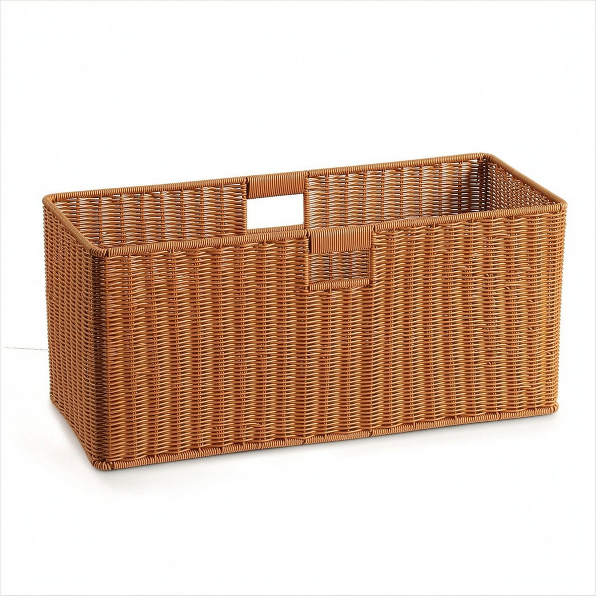 Plastic Weave Storage Basket Open-Top Woven Organizer Bin Low-Profile for Drawer
