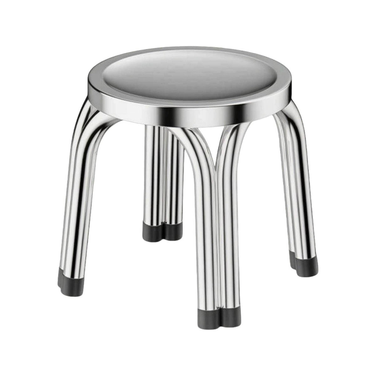 Backless Stainless Steel Stool Stable Round Metal Stool Sturdy Furniture Industrial for Kitchen, Cafe