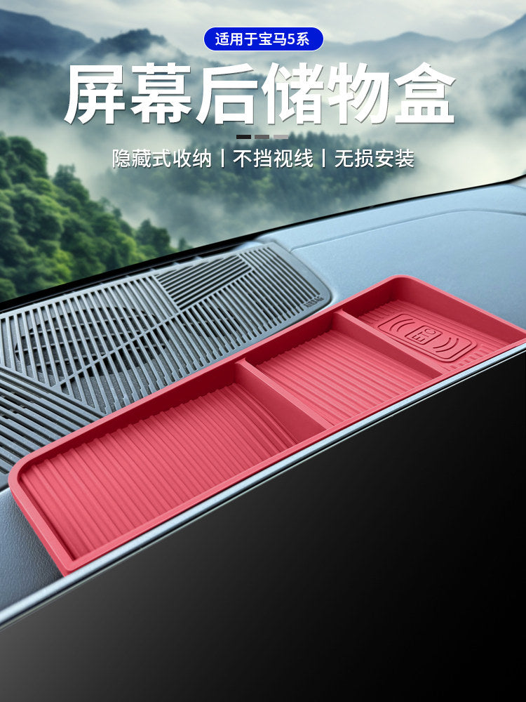 Silicone Storage Box for BMW 5 Series i5 Screen Rear, ETC Organizer, Car Accessory