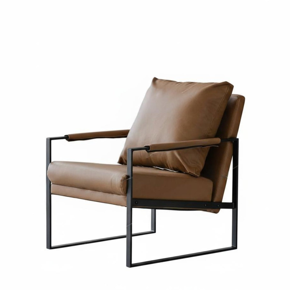 Upholstered Armchair with Metal Frame Light Luxury with Design Cafe Seating Easy to Clean Ergonomic Design for Coffee Shop