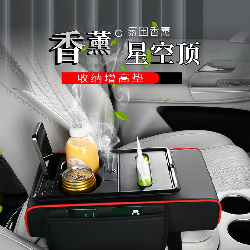 8-in-1 Armrest Box with Charging and Fragrance, Universal Tissue Box, Center Console Cover
