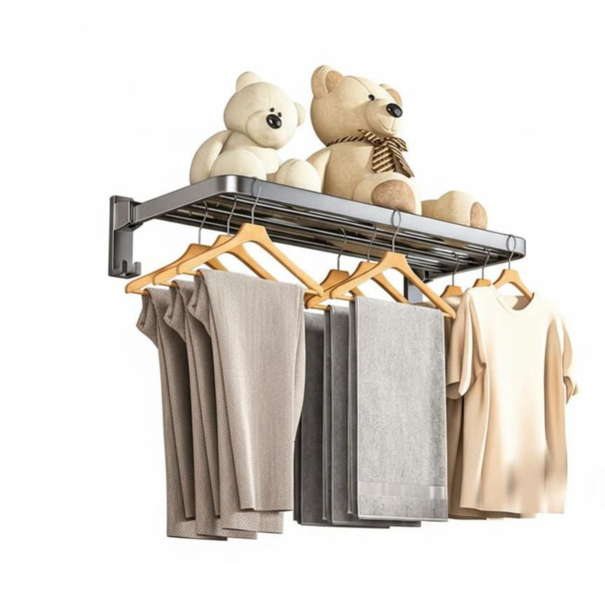 Foldable Wall Hanger Drillno-drill Installation for Closet, Apartment Dwellers