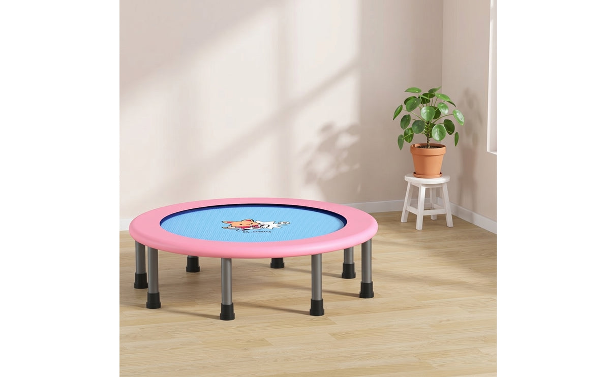 Compact Foldable Trampoline Space-Saving Trampoline with Elastic Bands Long-Lasting Rebounder Low-Height for Children, Toddlers, Playroom, Apartment, Home